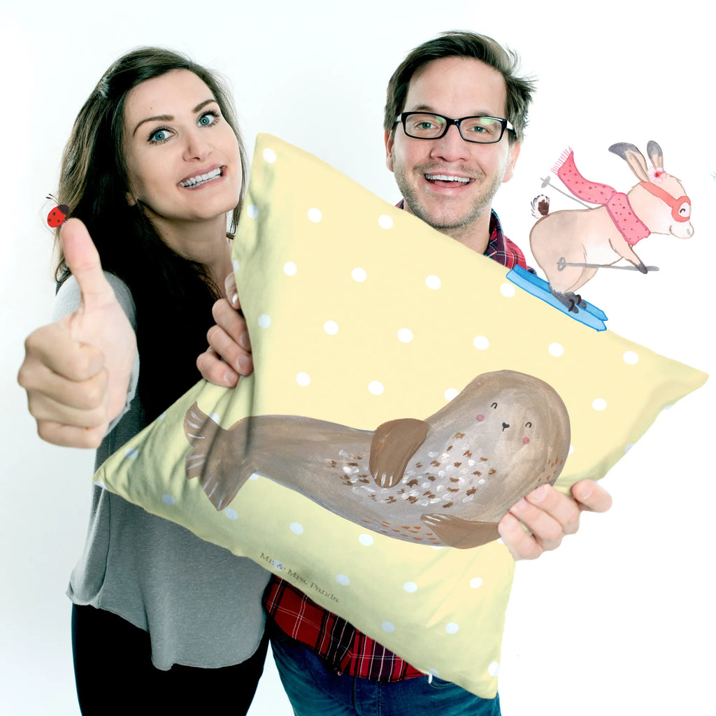 Cushion seal Laugh pad, bedroom, fluffy, 40 x 40, couch, pillows, settee, pillow case, sofa, cushion, Pillow, 40x40, bed, soft, small animals, cute, funny, cute animal motives, hand drawn, small world, funny sayings, good mood, happy, gifts, gift ideas, special gifts, animal lover, card, Beach, North Sea, Baltic Sea, Seal, Sea animal, Seals