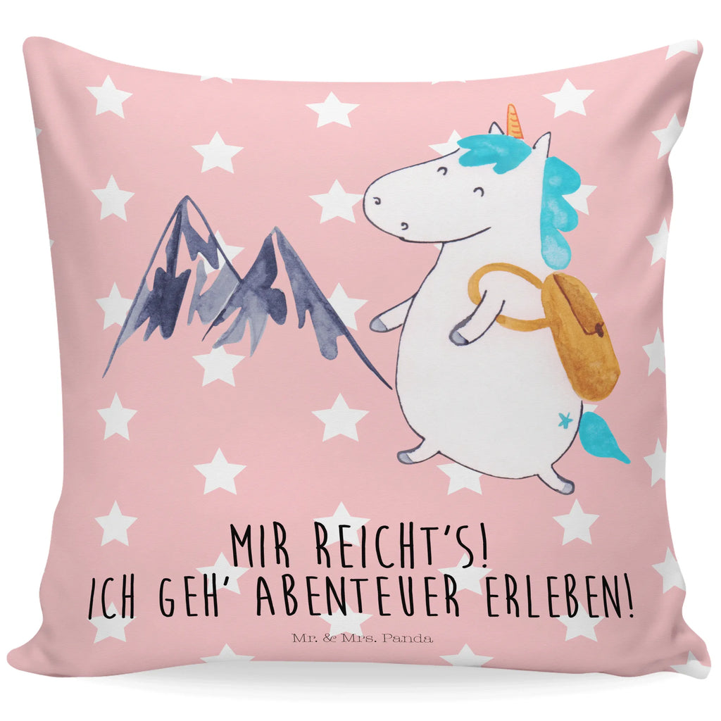 Cushion unicorn climber pillows, cushion, pad, 40x40, 40 x 40, sofa, soft, bed, couch, Pillow, settee, bedroom, pillow case, fluffy, unicorn, unicorns, mountains, adventurer, adventure, vacation, english, world traveler, travel, Einhorn, explorer, world trip, mountaineer