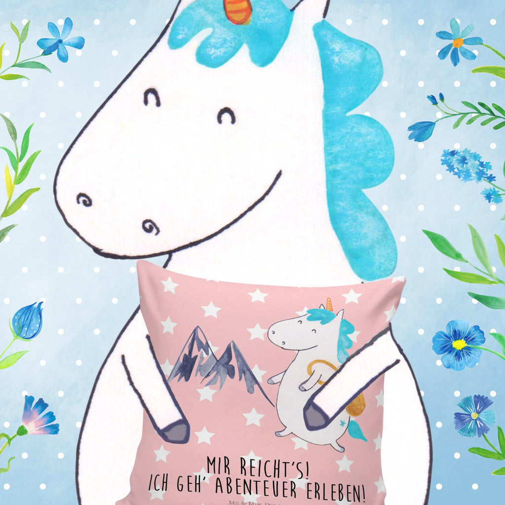 Cushion unicorn climber pillows, cushion, pad, 40x40, 40 x 40, sofa, soft, bed, couch, Pillow, settee, bedroom, pillow case, fluffy, unicorn, unicorns, mountains, adventurer, adventure, vacation, english, world traveler, travel, Einhorn, explorer, world trip, mountaineer