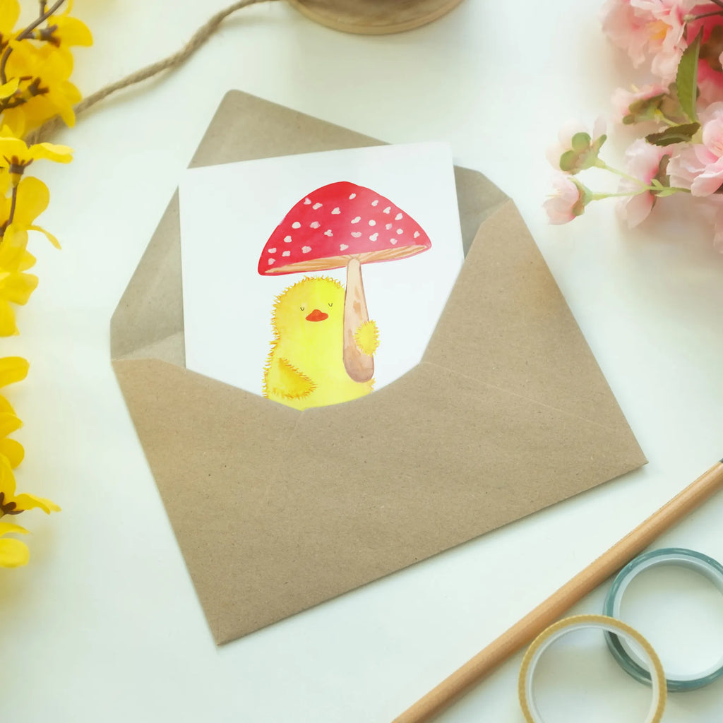 Greetings card chick toadstool folding card, invitation card, greeting card, birthday card, wedding card, Easter, Easter bunny, Toadstool, Lucky, Happy Easter, Chicks, Easter greetings