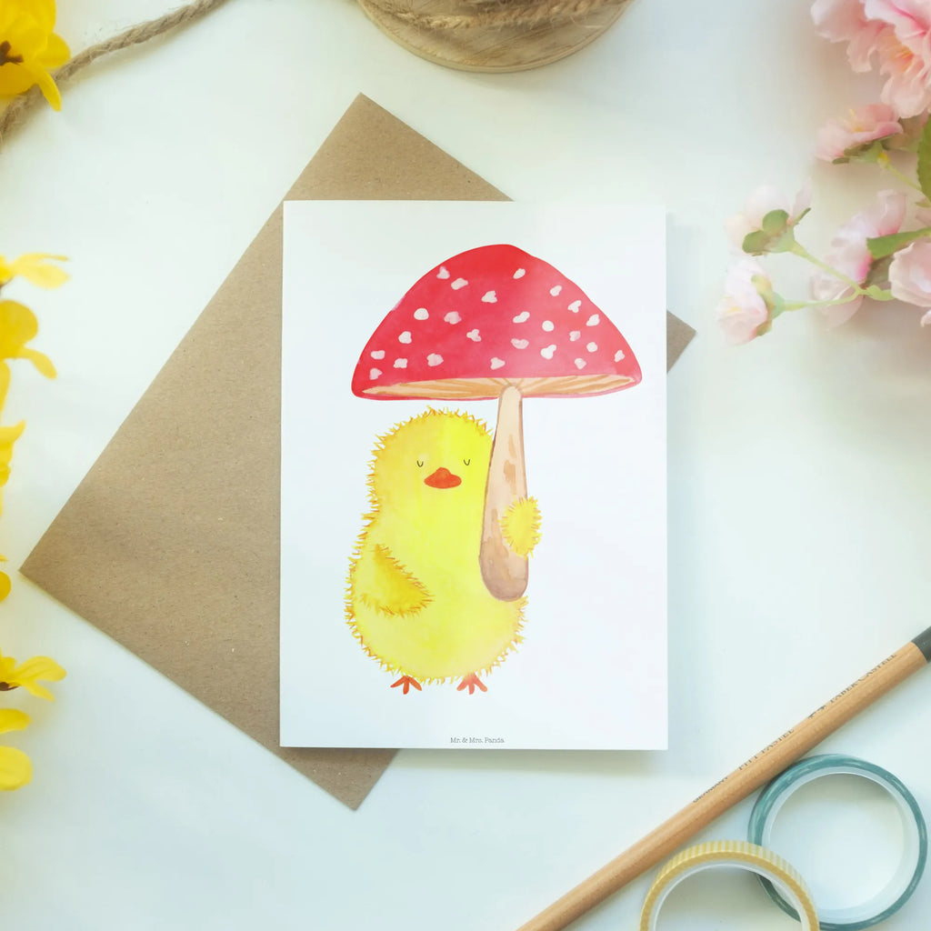 Greetings card chick toadstool folding card, invitation card, greeting card, birthday card, wedding card, Easter, Easter bunny, Toadstool, Lucky, Happy Easter, Chicks, Easter greetings