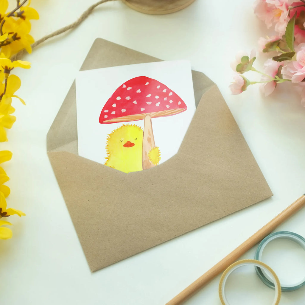 Greetings card chick toadstool folding card, invitation card, greeting card, birthday card, wedding card, Easter, Easter bunny, Toadstool, Lucky, Happy Easter, Chicks, Easter greetings