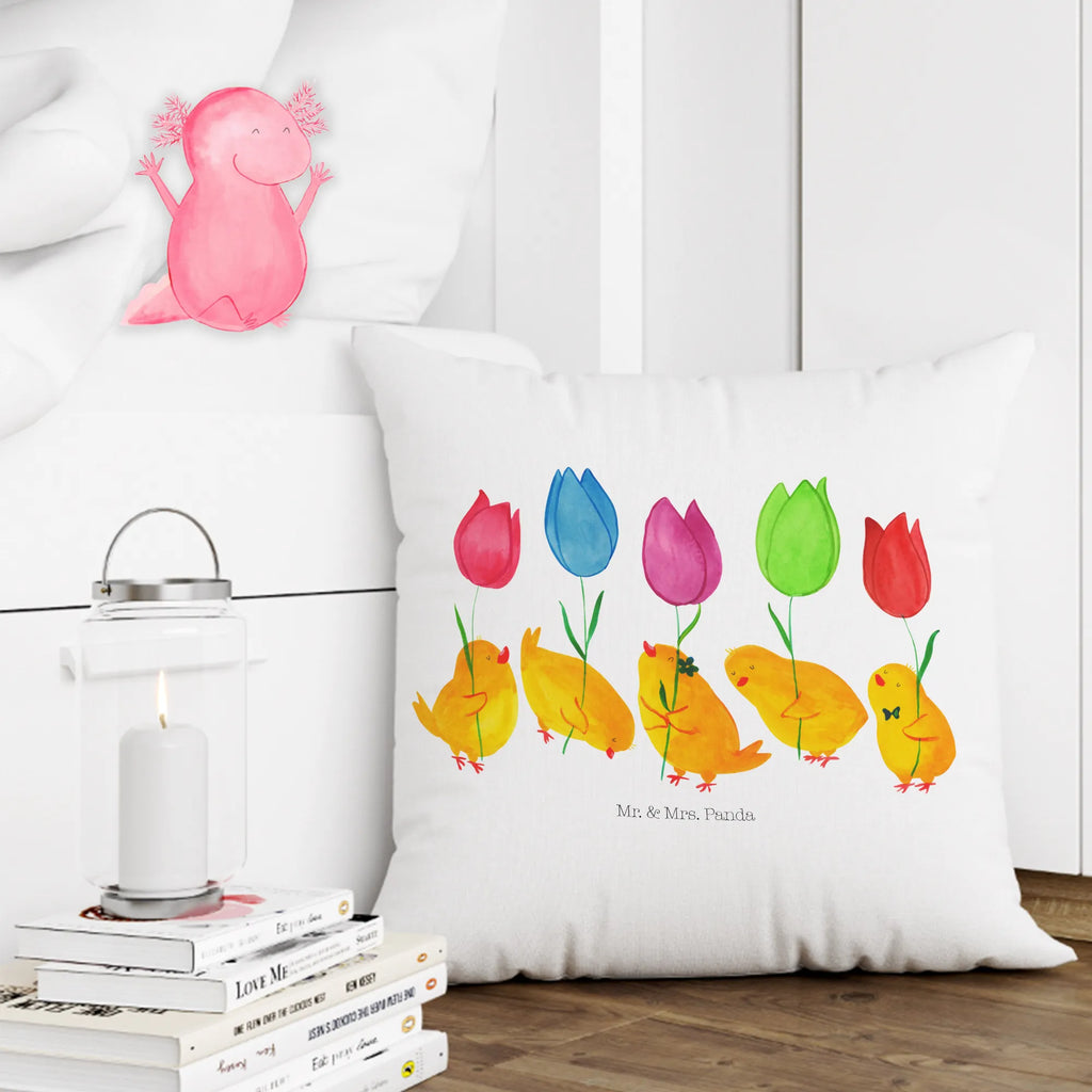 Cushion chick parade 40 x 40, pillow case, pillows, bed, fluffy, couch, settee, 40x40, pad, cushion, sofa, Pillow, bedroom, soft, Easter, Easter bunny, Easter greetings, Flowers, Parade, Tulips, Chicks, Happy Easter