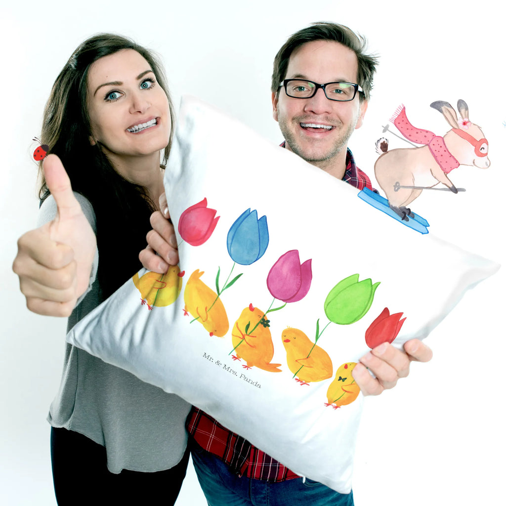 Cushion chick parade 40 x 40, pillow case, pillows, bed, fluffy, couch, settee, 40x40, pad, cushion, sofa, Pillow, bedroom, soft, Easter, Easter bunny, Easter greetings, Flowers, Parade, Tulips, Chicks, Happy Easter