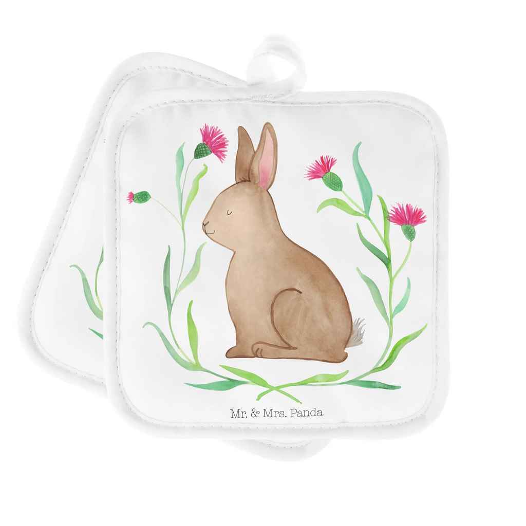 Pot holder Hare Sit cooking, set, gloves, oven mitts, oven cloth set, potholders, oven glove, baking, kitchen, Easter, Easter bunny, Greetings, Hare, Love, Happy Easter, Easter flower, Easter greetings, Rabbit