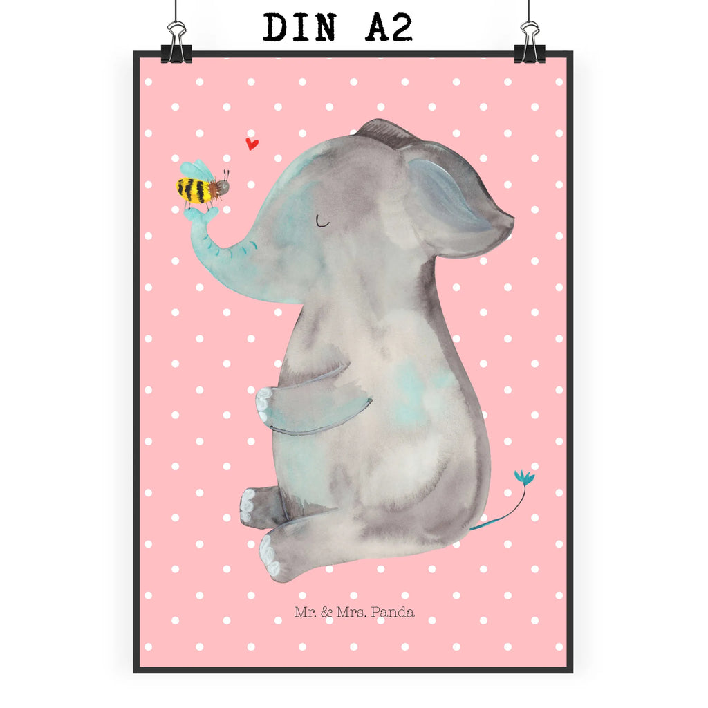 Poster elephant bee small animals, cute, funny, cute animal motives, hand drawn, small world, funny sayings, good mood, happy, gifts, gift ideas, special gifts, animal lover, card, anniversary, love saying, marriage proposal, bee, proof of love, love gift, love, elephant, wedding gift