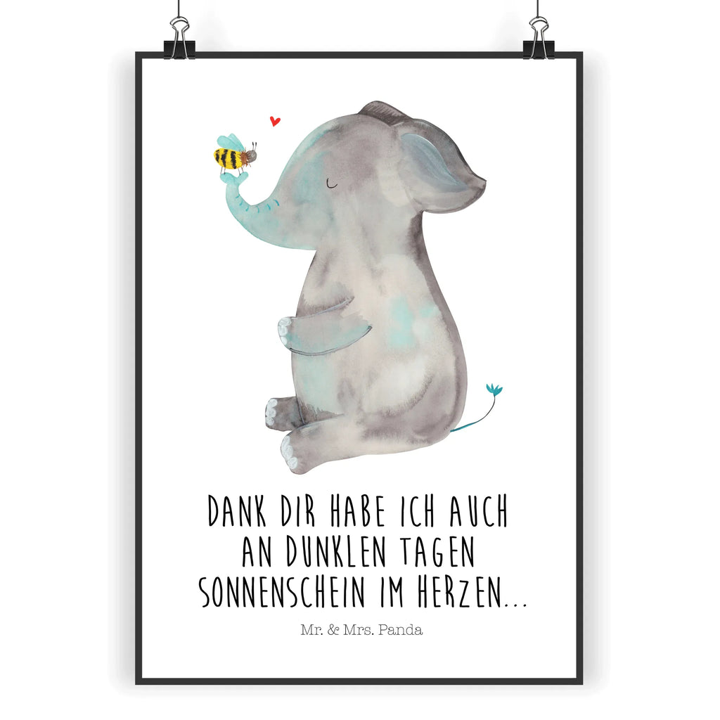 Poster elephant bee small animals, cute, funny, cute animal motives, hand drawn, small world, funny sayings, good mood, happy, gifts, gift ideas, special gifts, animal lover, card, anniversary, love saying, marriage proposal, bee, proof of love, love gift, love, elephant, wedding gift