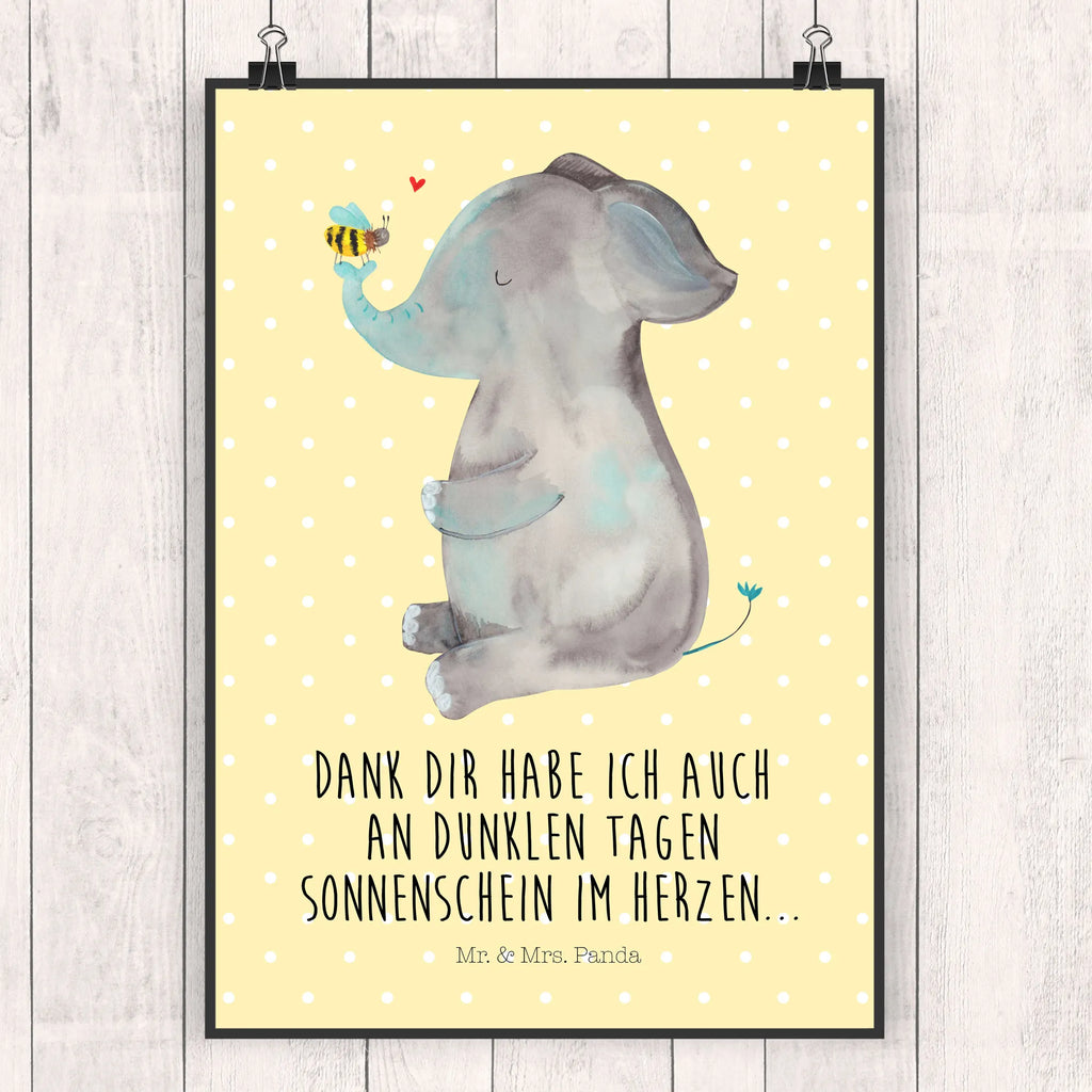 Poster elephant bee small animals, cute, funny, cute animal motives, hand drawn, small world, funny sayings, good mood, happy, gifts, gift ideas, special gifts, animal lover, card, anniversary, love saying, marriage proposal, bee, proof of love, love gift, love, elephant, wedding gift