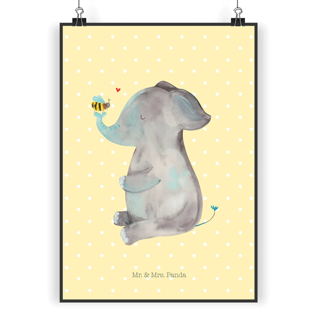 Poster elephant bee small animals, cute, funny, cute animal motives, hand drawn, small world, funny sayings, good mood, happy, gifts, gift ideas, special gifts, animal lover, card, anniversary, love saying, marriage proposal, bee, proof of love, love gift, love, elephant, wedding gift