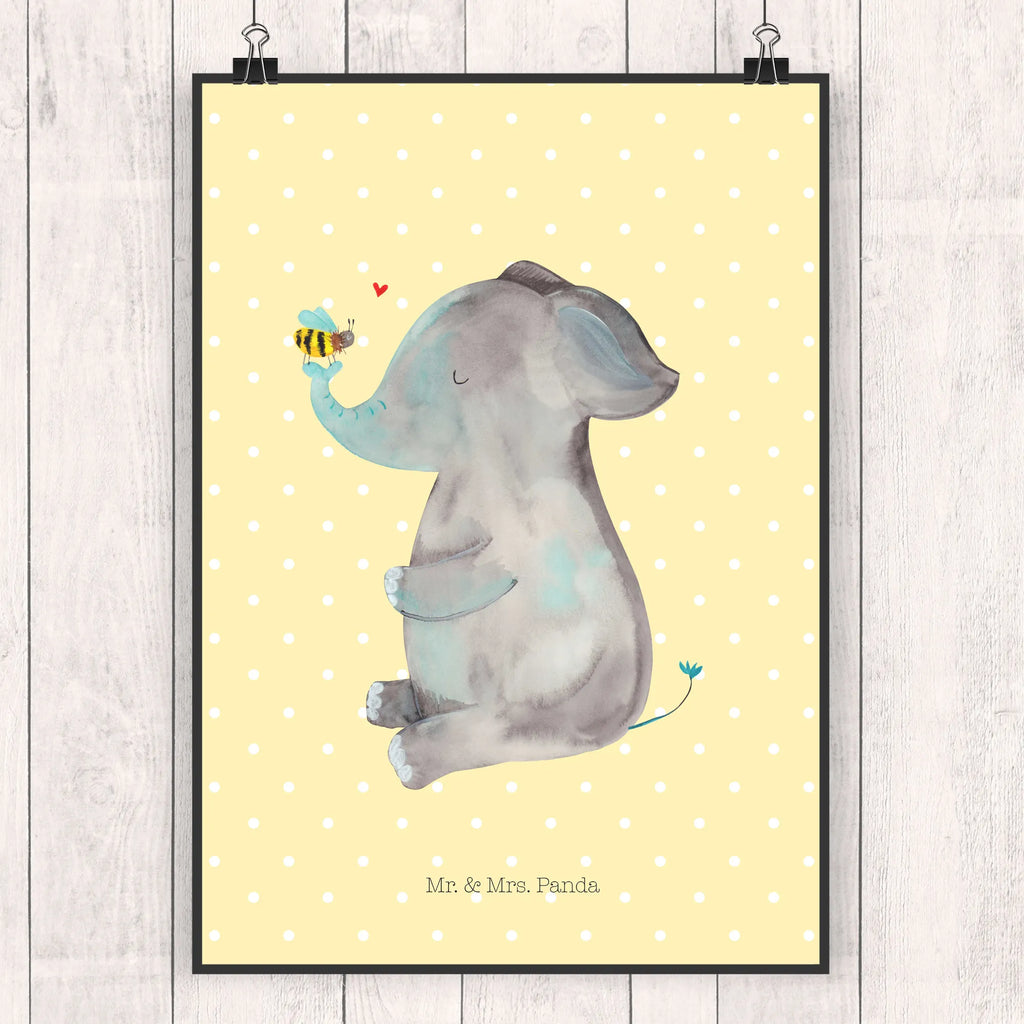 Poster elephant bee small animals, cute, funny, cute animal motives, hand drawn, small world, funny sayings, good mood, happy, gifts, gift ideas, special gifts, animal lover, card, anniversary, love saying, marriage proposal, bee, proof of love, love gift, love, elephant, wedding gift
