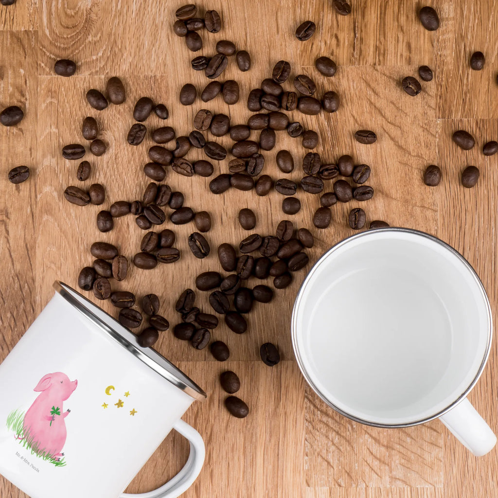Kempingowy kubek emaliowany świnia Szczęście Kaffeetasse, wanderbecher, Campingtasse, Blechtasse, Teebecher, Emaille Tasse, Emailletasse, becher emaille, blechbecher, Tasse Emaille, Becher, Trinkbecher, Metalltasse, Kaffeebecher, emaillebecher, wandertasse, Tasse, metallbecher, Campingbecher, Teetasse, Pott, reisetasse, Emaille Becher, Reisebecher, Tiere, Tiermotive, Gute Laune, Lustige Sprüche, Motivation, Schwein, Schweinchen, Sernchen, Glücksbringer, Träume, Ziele, Sterne, Glücksschwein. Glück
