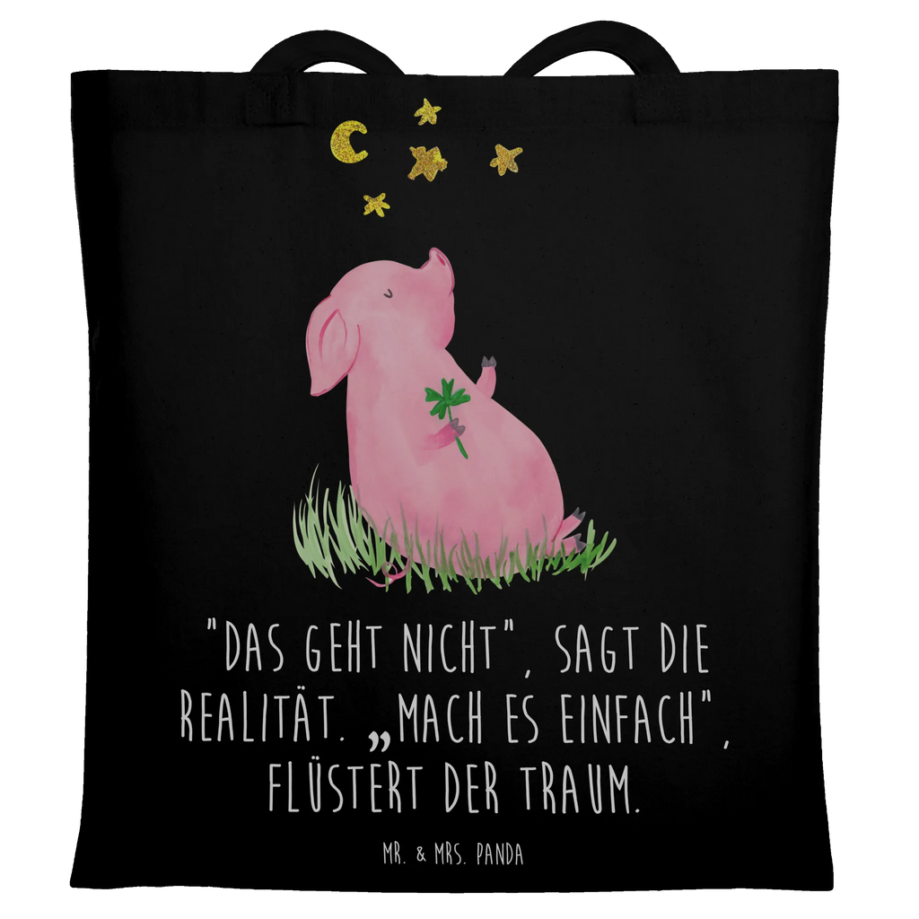 Tote bag Pig Luck cloth bag, bag, shopper, shopping bag, jute bag, pouch, Carrier bag, shoulder bag, cotton bag, small animals, cute, funny, cute animal motives, hand drawn, small world, funny sayings, good mood, happy, gifts, gift ideas, special gifts, animal lover, card, motivation, goals, lucky charm, asterisks, piglet, pig, stars, Lucky bastard. Luck, dreams