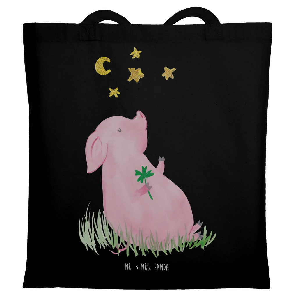 Tote bag Pig Luck cloth bag, bag, shopper, shopping bag, jute bag, pouch, Carrier bag, shoulder bag, cotton bag, small animals, cute, funny, cute animal motives, hand drawn, small world, funny sayings, good mood, happy, gifts, gift ideas, special gifts, animal lover, card, motivation, goals, lucky charm, asterisks, piglet, pig, stars, Lucky bastard. Luck, dreams