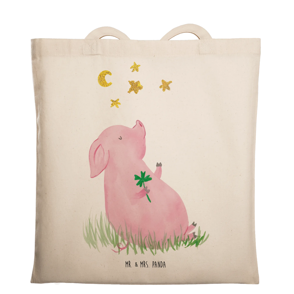 Tote bag Pig Luck cloth bag, bag, shopper, shopping bag, jute bag, pouch, Carrier bag, shoulder bag, cotton bag, small animals, cute, funny, cute animal motives, hand drawn, small world, funny sayings, good mood, happy, gifts, gift ideas, special gifts, animal lover, card, motivation, goals, lucky charm, asterisks, piglet, pig, stars, Lucky bastard. Luck, dreams