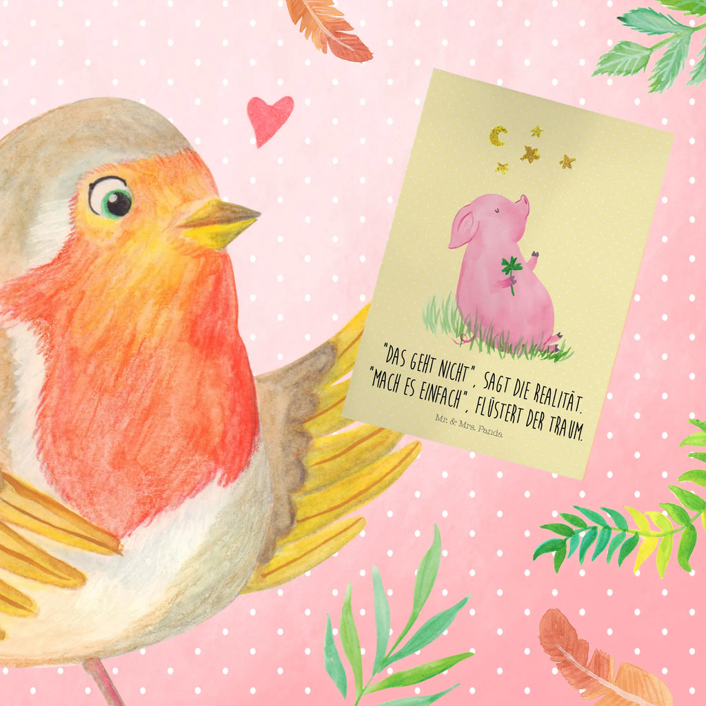 Grußkarte Glücksschwein Ansichtskarten, Geburtstagskarte, Hochzeitskarte, Glückwunschkarte, Grußkarte, Karte, Klappkarte, Einladungskarte, Tiermotive, Gute Laune, lustige Sprüche, Tiere, Träume, Sterne, Glücksbringer, Ziele, Sernchen, Glücksschwein. Glück, Motivation, Schwein, Schweinchen