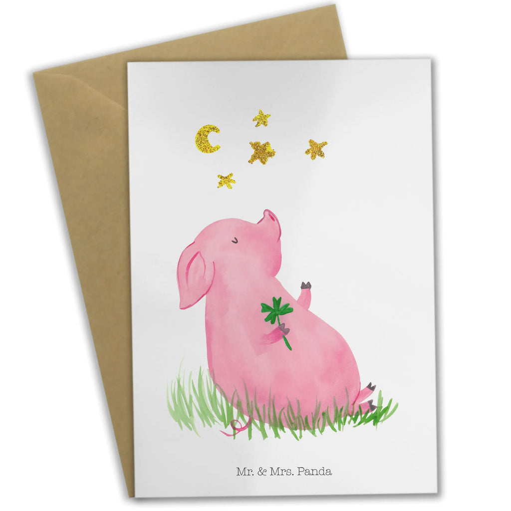 Grußkarte Glücksschwein Ansichtskarten, Geburtstagskarte, Hochzeitskarte, Glückwunschkarte, Grußkarte, Karte, Klappkarte, Einladungskarte, Tiermotive, Gute Laune, lustige Sprüche, Tiere, Träume, Sterne, Glücksbringer, Ziele, Sernchen, Glücksschwein. Glück, Motivation, Schwein, Schweinchen