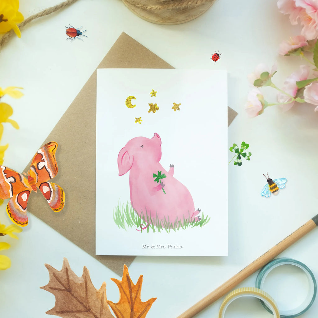Grußkarte Glücksschwein Ansichtskarten, Geburtstagskarte, Hochzeitskarte, Glückwunschkarte, Grußkarte, Karte, Klappkarte, Einladungskarte, Tiermotive, Gute Laune, lustige Sprüche, Tiere, Träume, Sterne, Glücksbringer, Ziele, Sernchen, Glücksschwein. Glück, Motivation, Schwein, Schweinchen