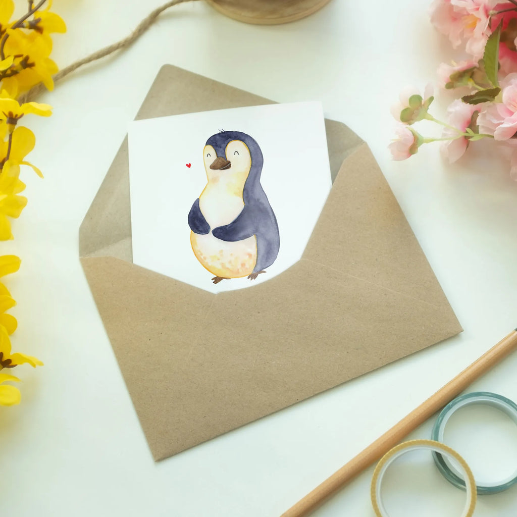 Grußkarte Pinguin Diät Hochzeitskarte, Ansichtskarten, Karte, Grußkarte, Einladungskarte, Glückwunschkarte, Geburtstagskarte, Klappkarte, Pinguin, Pinguine, Abnehmen, Körperliebe, Selbstrespekt, Gewicht, Selbstliebe, Abspecken, Motivation, Diät