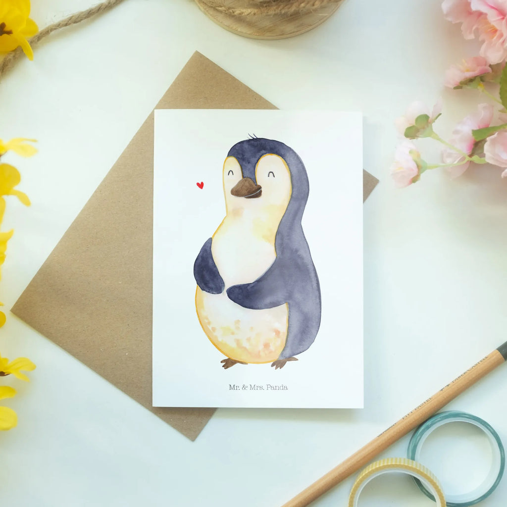 Grußkarte Pinguin Diät Hochzeitskarte, Ansichtskarten, Karte, Grußkarte, Einladungskarte, Glückwunschkarte, Geburtstagskarte, Klappkarte, Pinguin, Pinguine, Abnehmen, Körperliebe, Selbstrespekt, Gewicht, Selbstliebe, Abspecken, Motivation, Diät