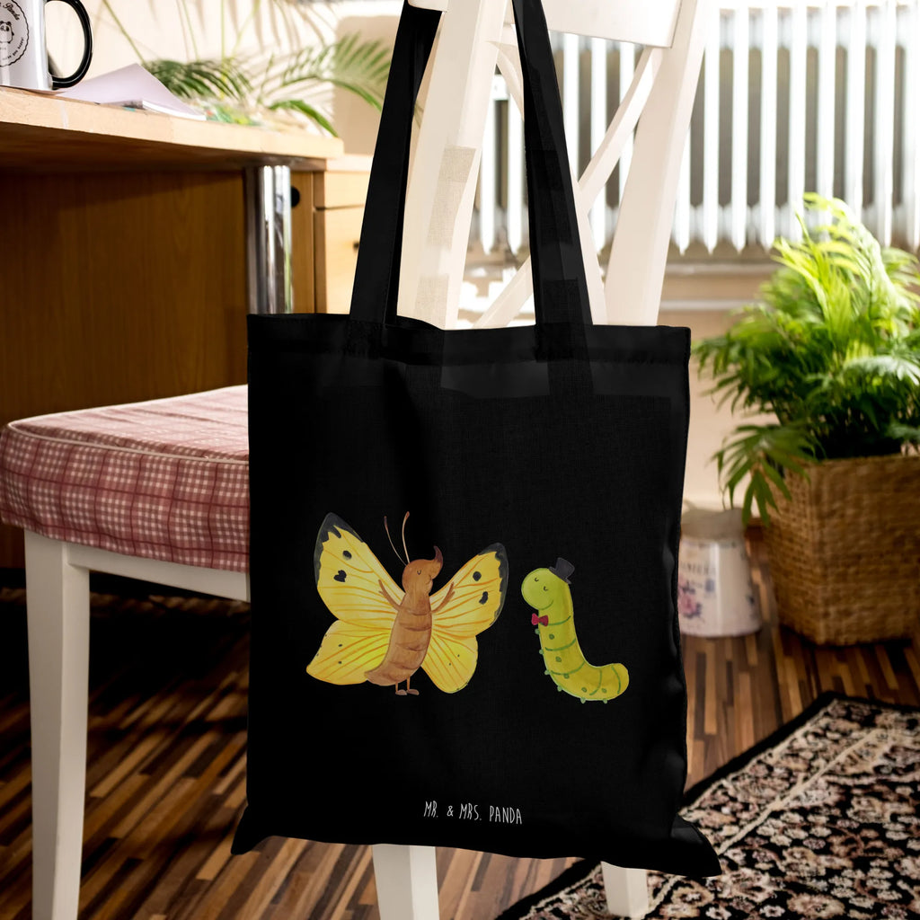 Tote bag Caterpillar butterfly jute bag, cotton bag, shopping bag, bag, shoulder bag, pouch, Carrier bag, cloth bag, shopper, small animals, cute, funny, cute animal motives, hand drawn, small world, funny sayings, good mood, happy, gifts, gift ideas, special gifts, animal lover, card, butterfly, growing up, cocoon, hat, lemon butterfly, beauty, development, Caterpillar