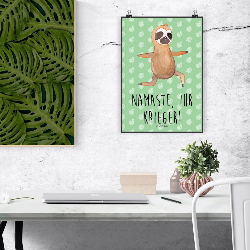 Poster sloth yoga Bild, Raumdekoration, Wandposter, Designposter, Kinderposter, Posterdruck, Wanddekoration, Wanddeko, Küchenposter, Wanddeko Bild, Poster, Kunstdruck, Mr. & Mrs. Panda Poster, Handgemaltes Poster, Faultier, Faultier Geschenk, Faultier Deko, Faultiere, Atmung, Krieger, Yoga, Yogaübungen, faul, Lieblingstier, Namaste, Gelassenheit, Entspannung, Meditation