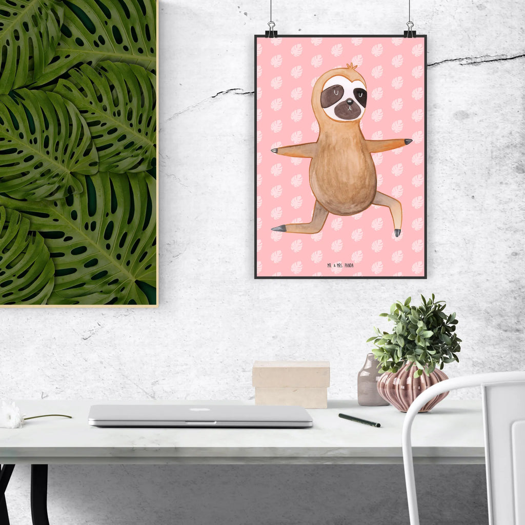 Poster sloth yoga Bild, Raumdekoration, Wandposter, Designposter, Kinderposter, Posterdruck, Wanddekoration, Wanddeko, Küchenposter, Wanddeko Bild, Poster, Kunstdruck, Mr. & Mrs. Panda Poster, Handgemaltes Poster, Faultier, Faultier Geschenk, Faultier Deko, Faultiere, Atmung, Krieger, Yoga, Yogaübungen, faul, Lieblingstier, Namaste, Gelassenheit, Entspannung, Meditation
