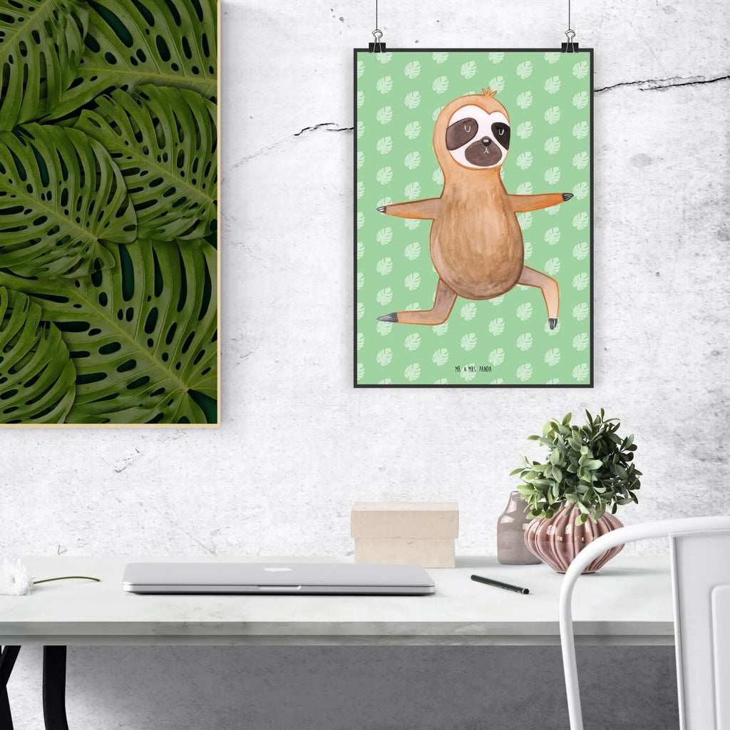 Poster sloth yoga Bild, Raumdekoration, Wandposter, Designposter, Kinderposter, Posterdruck, Wanddekoration, Wanddeko, Küchenposter, Wanddeko Bild, Poster, Kunstdruck, Mr. & Mrs. Panda Poster, Handgemaltes Poster, Faultier, Faultier Geschenk, Faultier Deko, Faultiere, Atmung, Krieger, Yoga, Yogaübungen, faul, Lieblingstier, Namaste, Gelassenheit, Entspannung, Meditation