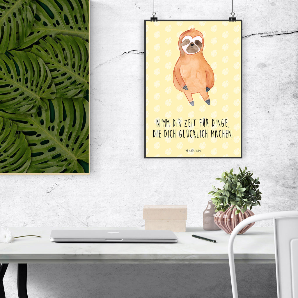 Poster Faultier Zufrieden Wandschmuck, Wanddekoration, Designposter, Bild, drucke, kunstposter, Wanddeko Bild, Wandposter, Plakat, wandkunst, Poster, wanddeko, wanddruck, Wandbild, Posterdruck, grafikposter, Deko Bild, kunstdruck poster, Bild für Wand, kunst für die wand, Mr. & Mrs. Panda Poster, Kunstdruck, Faultier Deko, Faultier, Faultier Geschenk, Lieblingstier, Zufrieden, Relaxen, Ruhe, Happy, glücklich, Zufriedenheit, Frieden, Glück, Pause, Faultiere, faul, Gelassenheit
