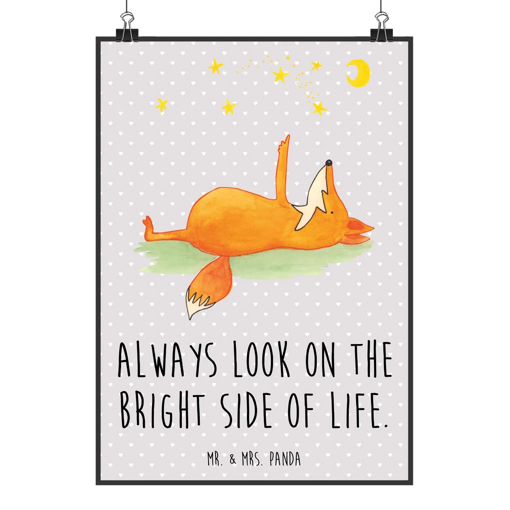 Poster Fox Stars Wanddekoration, Kunstdruck, Wandposter, Bild, Wanddeko, Küchenposter, Wanddeko Bild, Designposter, Raumdekoration, Poster, Posterdruck, Mr. & Mrs. Panda Poster, Kinderposter, Handgemaltes Poster, Fuchs, Romantik, Füchse, Spruch positiv, Always Look on the Bright Side of Life, tröstende Worte, Spruch schön