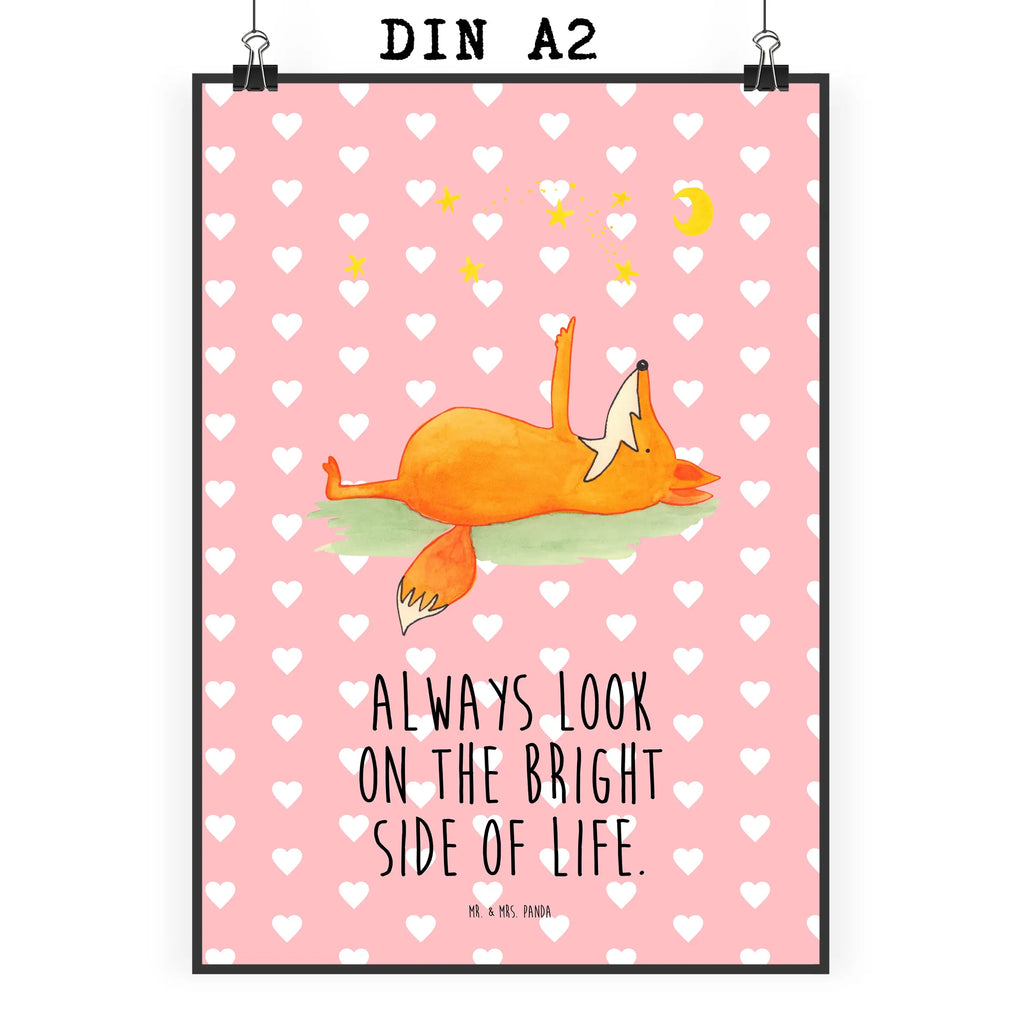 Poster Fox Stars Wanddekoration, Kunstdruck, Wandposter, Bild, Wanddeko, Küchenposter, Wanddeko Bild, Designposter, Raumdekoration, Poster, Posterdruck, Mr. & Mrs. Panda Poster, Kinderposter, Handgemaltes Poster, Fuchs, Romantik, Füchse, Spruch positiv, Always Look on the Bright Side of Life, tröstende Worte, Spruch schön