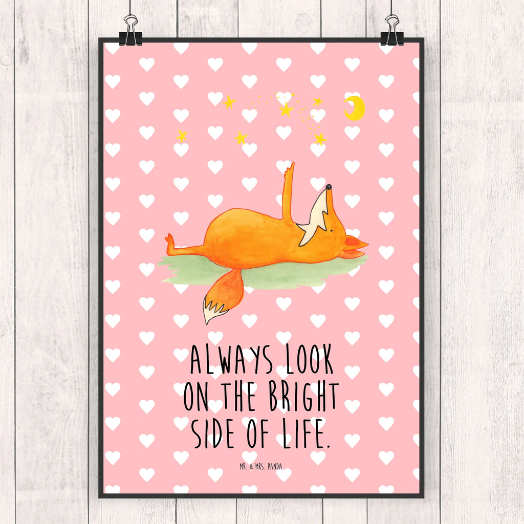 Poster Fox Stars Wanddekoration, Kunstdruck, Wandposter, Bild, Wanddeko, Küchenposter, Wanddeko Bild, Designposter, Raumdekoration, Poster, Posterdruck, Mr. & Mrs. Panda Poster, Kinderposter, Handgemaltes Poster, Fuchs, Romantik, Füchse, Spruch positiv, Always Look on the Bright Side of Life, tröstende Worte, Spruch schön