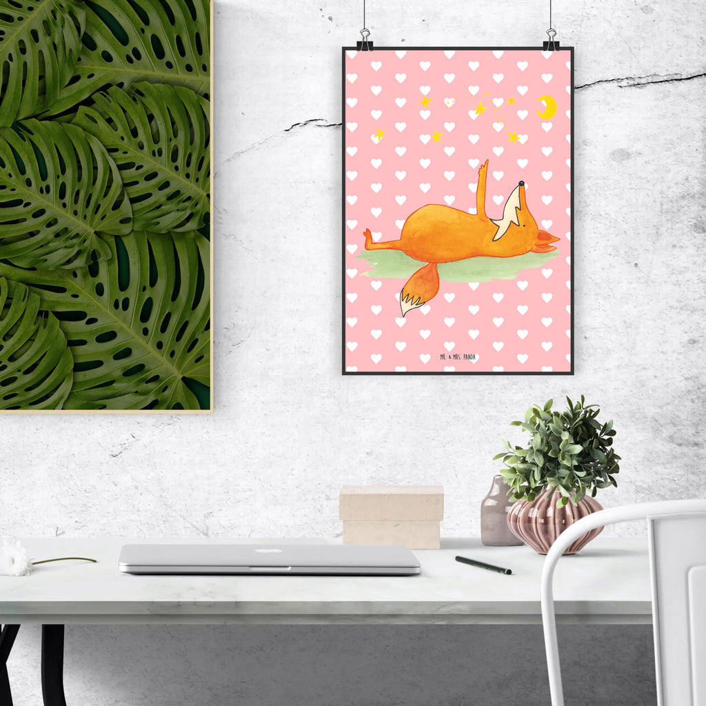 Poster Fox Stars Wanddekoration, Kunstdruck, Wandposter, Bild, Wanddeko, Küchenposter, Wanddeko Bild, Designposter, Raumdekoration, Poster, Posterdruck, Mr. & Mrs. Panda Poster, Kinderposter, Handgemaltes Poster, Fuchs, Romantik, Füchse, Spruch positiv, Always Look on the Bright Side of Life, tröstende Worte, Spruch schön