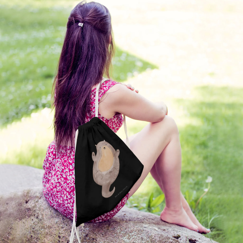 Drawstring bag otter Embrace sports bag, jute bag, gym bag, carrier bag, bag, hipster, otter, marten, sea otter, European otter, water mammal, aquatic animal, baby otter, predator, water, otter gifts, animal lover, gift ideas for animal lovers, animal, mammal, water animal, gifts for people in love, Otter Sea Otter Lake Otter