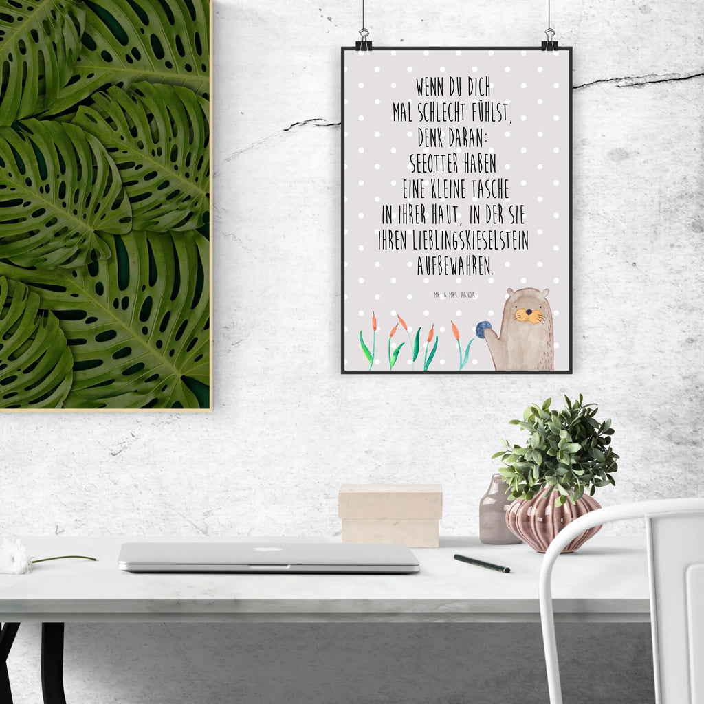 Poster otter Stone Kinderposter, Wanddeko Bild, Wandposter, Wanddekoration, Küchenposter, Mr. & Mrs. Panda Poster, Posterdruck, Designposter, Wanddeko, Bild, Poster, Handgemaltes Poster, Raumdekoration, Kunstdruck, Otter, Fischotter, Seeotter, Otter Seeotter See Otter