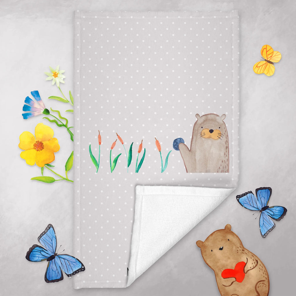 Hand towel otter Stone bathroom, big, bath towel, Towel, children, baby, towels, otter, marten, sea otter, European otter, water mammal, aquatic animal, baby otter, predator, water, otter gifts, animal lover, gift ideas for animal lovers, animal, mammal, water animal, gifts for people in love, Otter Sea Otter Lake Otter