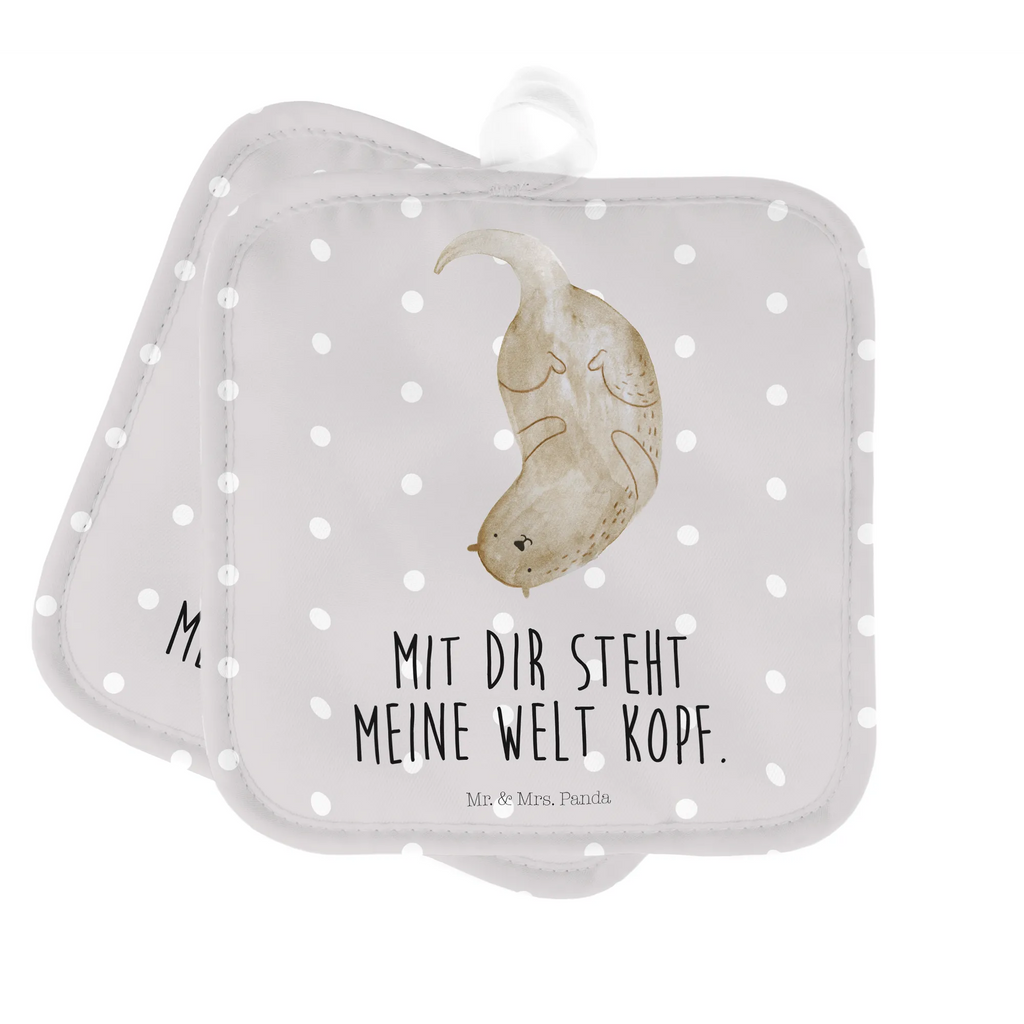 2er Set Topflappen  Otter Kopfüber Topflappenset, Topflappen 2er Set, Topfhandschuhe, Topfuntersetzer, Topflappen Set, Topflappen, 2er Set Topflappen, topfhalter, Otter, Fischotter, Seeotter, Otter Seeotter See Otter