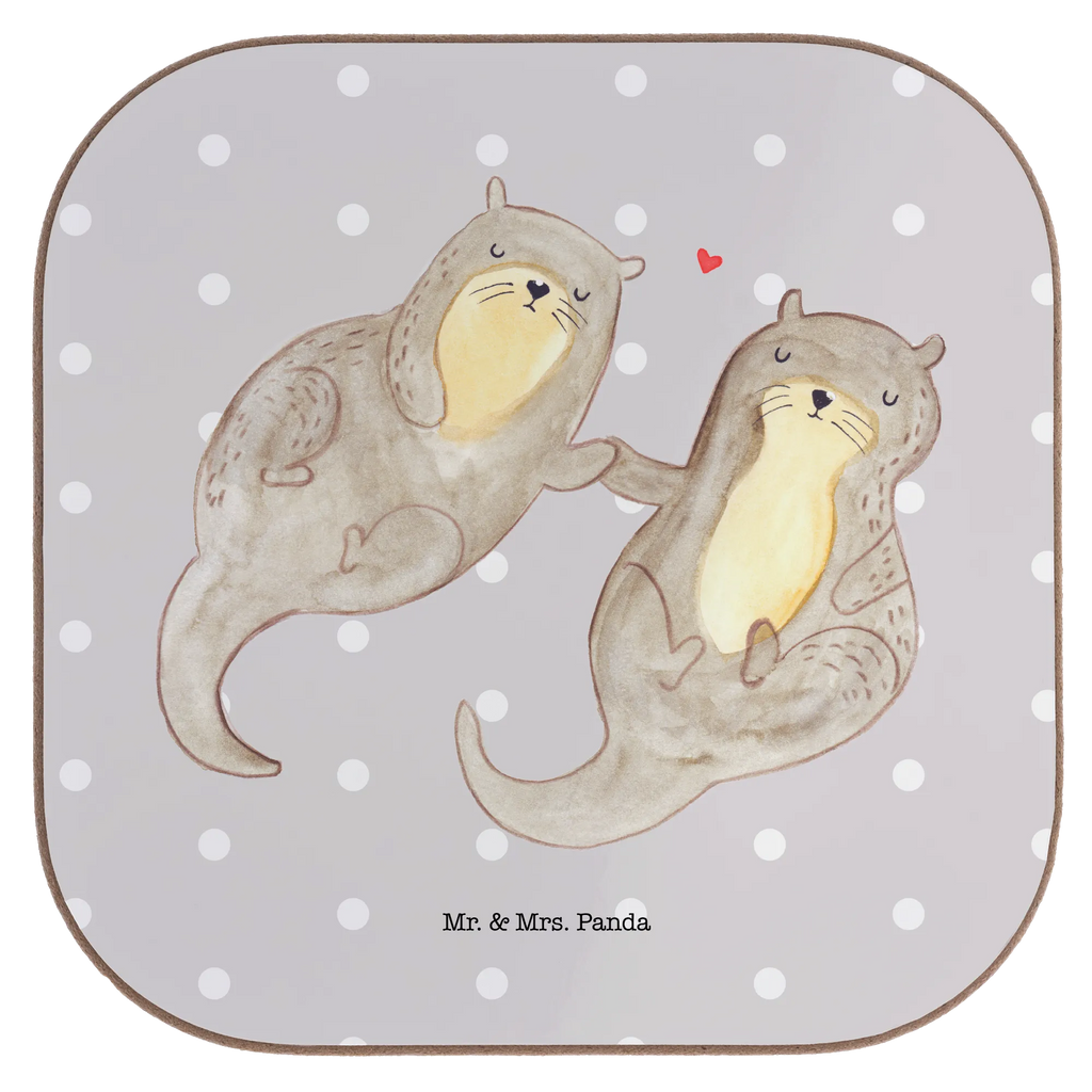 Square coaster otter holding hands presents, party, gift, breakfast, gifts, glass coasters, Coasters, otter, marten, sea otter, European otter, water mammal, aquatic animal, baby otter, predator, water, otter gifts, animal lover, gift ideas for animal lovers, animal, mammal, water animal, gifts for people in love, Otter Sea Otter Lake Otter