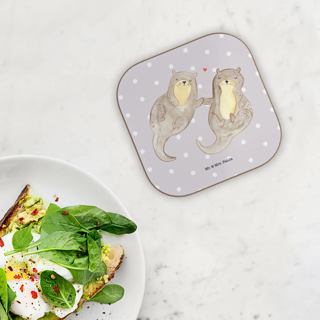 Square coaster otter holding hands presents, party, gift, breakfast, gifts, glass coasters, Coasters, otter, marten, sea otter, European otter, water mammal, aquatic animal, baby otter, predator, water, otter gifts, animal lover, gift ideas for animal lovers, animal, mammal, water animal, gifts for people in love, Otter Sea Otter Lake Otter