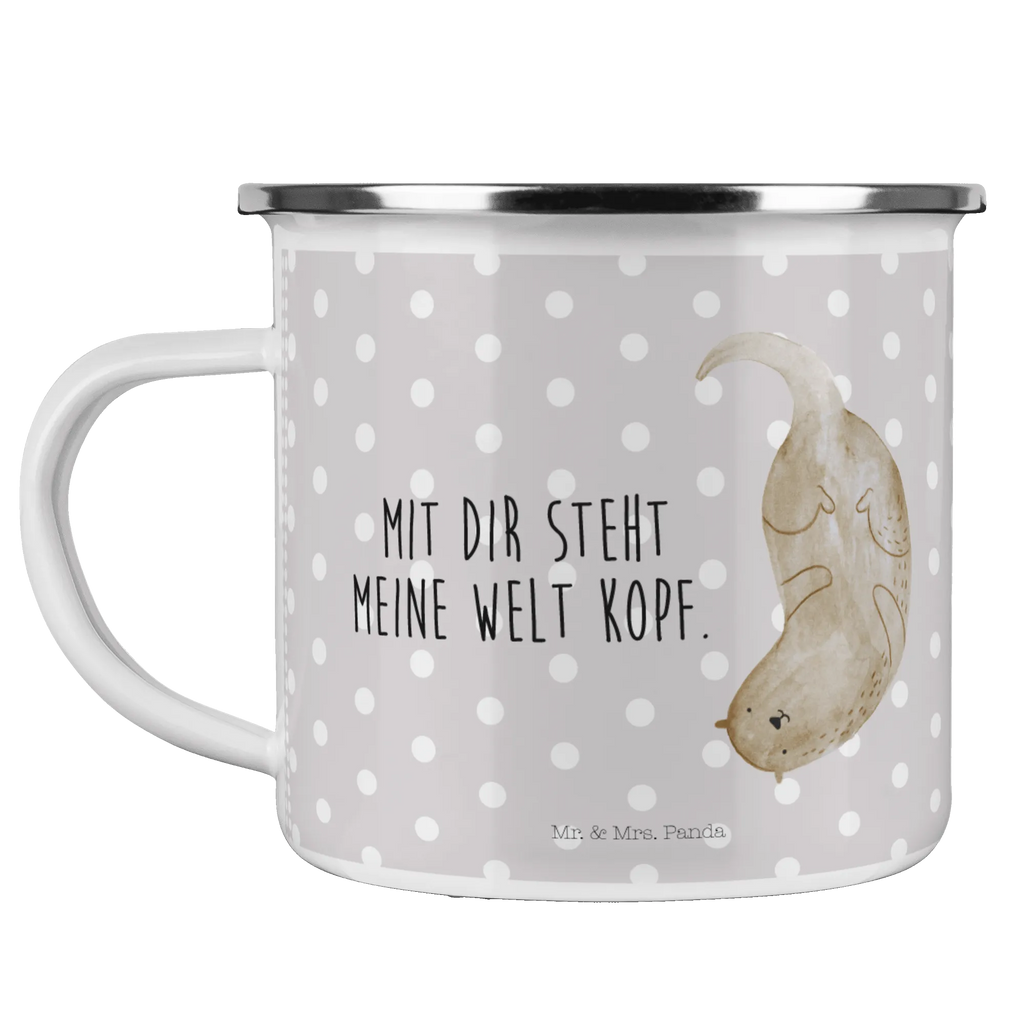 Enamel camping mug otter upside down Pott, Trinkbecher, Emaille Becher, Teetasse, wanderbecher, Tasse Emaille, Becher, metallbecher, Kaffeetasse, Blechtasse, Emaille Tasse, Reisebecher, Campingbecher, emaillebecher, blechbecher, Metalltasse, wandertasse, reisetasse, Teebecher, Campingtasse, Tasse, becher emaille, Emailletasse, Kaffeebecher, Otter, Seeotter, Fischotter, Otter Seeotter See Otter