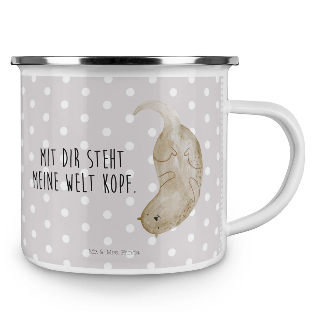 Enamel camping mug otter upside down Pott, Trinkbecher, Emaille Becher, Teetasse, wanderbecher, Tasse Emaille, Becher, metallbecher, Kaffeetasse, Blechtasse, Emaille Tasse, Reisebecher, Campingbecher, emaillebecher, blechbecher, Metalltasse, wandertasse, reisetasse, Teebecher, Campingtasse, Tasse, becher emaille, Emailletasse, Kaffeebecher, Otter, Seeotter, Fischotter, Otter Seeotter See Otter
