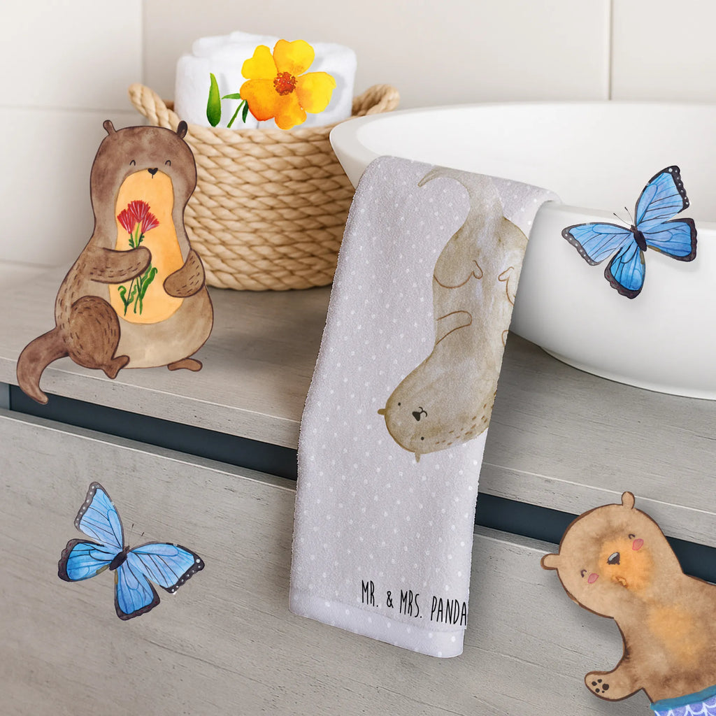 Hand towel otter upside down children, baby, big, bath towel, towels, Towel, bathroom, otter, marten, sea otter, European otter, water mammal, aquatic animal, baby otter, predator, water, otter gifts, animal lover, gift ideas for animal lovers, animal, mammal, water animal, gifts for people in love, Otter Sea Otter Lake Otter