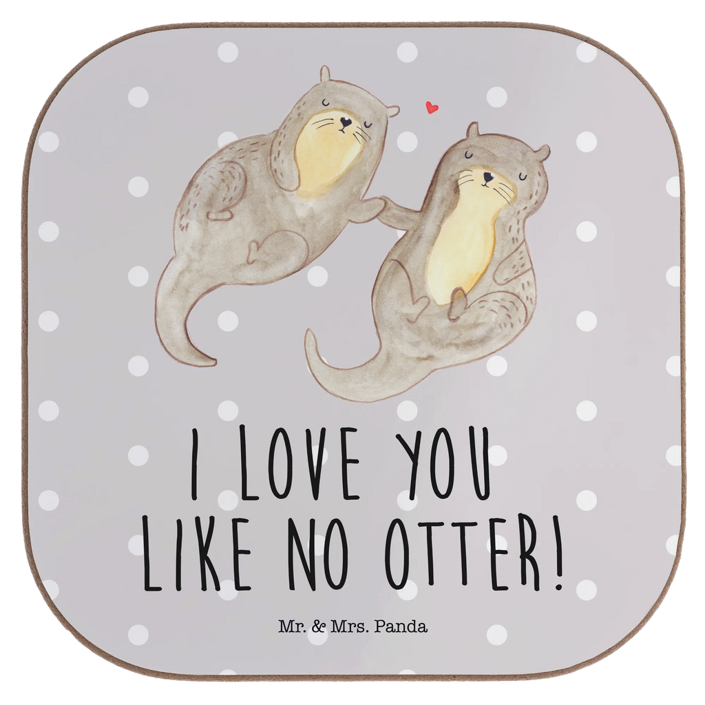 Square coaster otter holding hands presents, party, gift, breakfast, gifts, glass coasters, Coasters, otter, marten, sea otter, European otter, water mammal, aquatic animal, baby otter, predator, water, otter gifts, animal lover, gift ideas for animal lovers, animal, mammal, water animal, gifts for people in love, Otter Sea Otter Lake Otter
