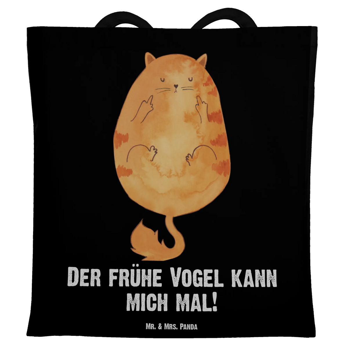 Tote bag Cat Early riser meow, kitten, housecat, mama cat, love cats, cat image, cat fan, cat lover, cat fancier, cat decoration, gift for cat lover, cat owner, funny cats, cat sayings, cat motto, funny cat gifts, fan merchandise, cat stuff, animal lover, tomcat, kitty, early riser, The early bird can kiss my ass, pussy, morning grumbler