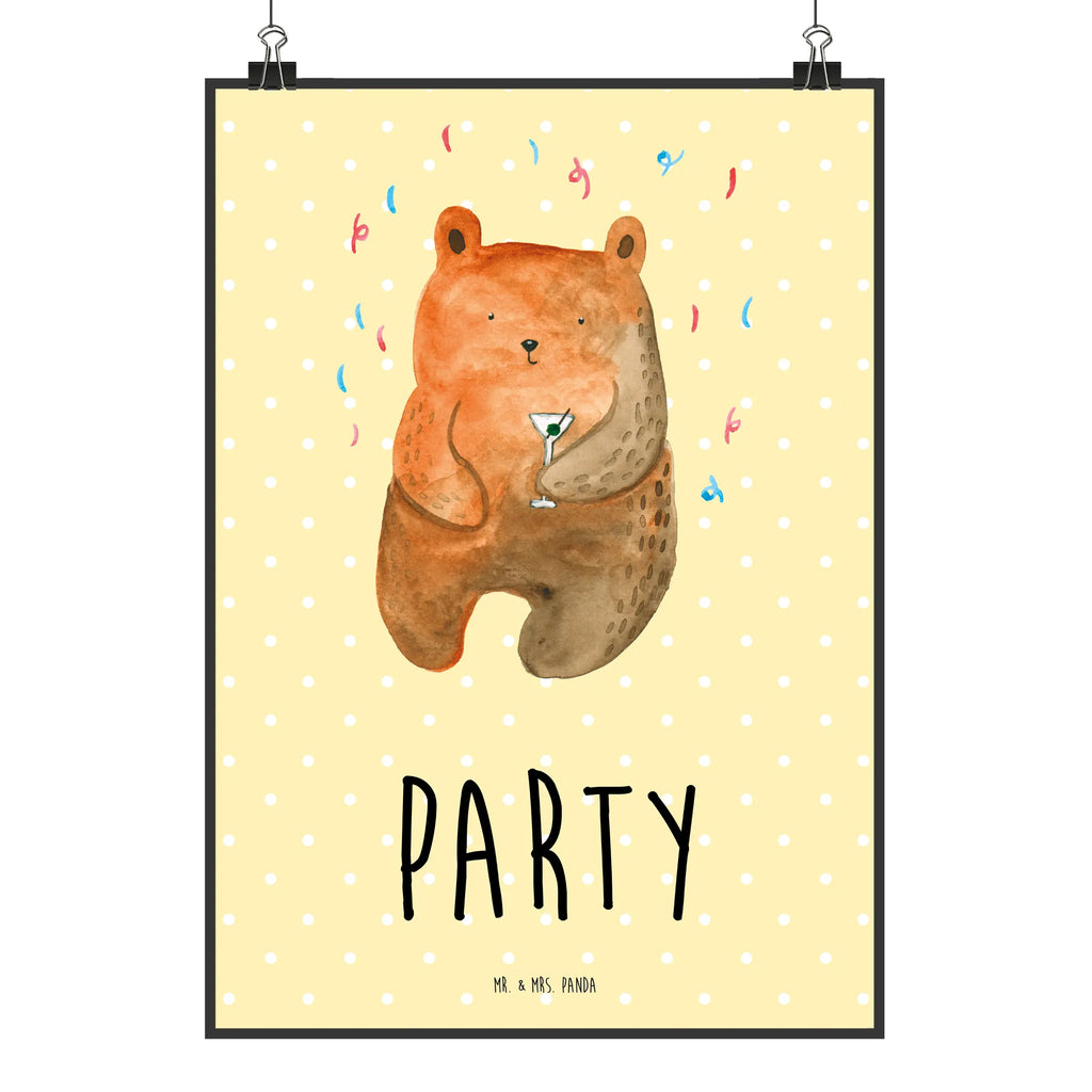 Poster Bär Party Handgemaltes Poster, Küchenposter, Wanddeko Bild, Poster, Bild, Posterdruck, Kinderposter, Raumdekoration, Wanddeko, Designposter, Wandposter, Wanddekoration, Mr. & Mrs. Panda Poster, Kunstdruck, Bär, Teddy, Teddybär, Lustig, Party, Geschenk, Geburtstagsgeschenk, Feiern, Geburtstag, Abfeiern, Mitbringsel, Gute Laune