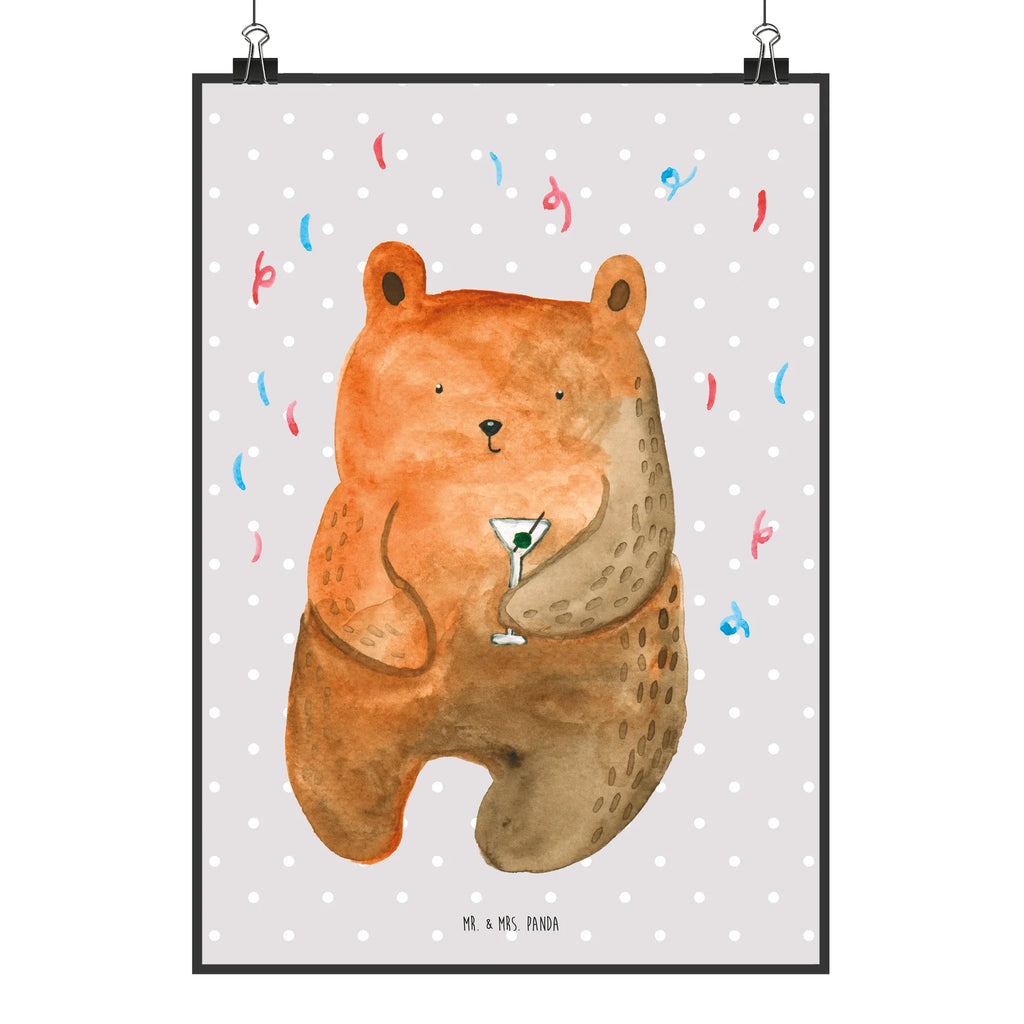 Poster Bär Party Handgemaltes Poster, Küchenposter, Wanddeko Bild, Poster, Bild, Posterdruck, Kinderposter, Raumdekoration, Wanddeko, Designposter, Wandposter, Wanddekoration, Mr. & Mrs. Panda Poster, Kunstdruck, Bär, Teddy, Teddybär, Lustig, Party, Geschenk, Geburtstagsgeschenk, Feiern, Geburtstag, Abfeiern, Mitbringsel, Gute Laune