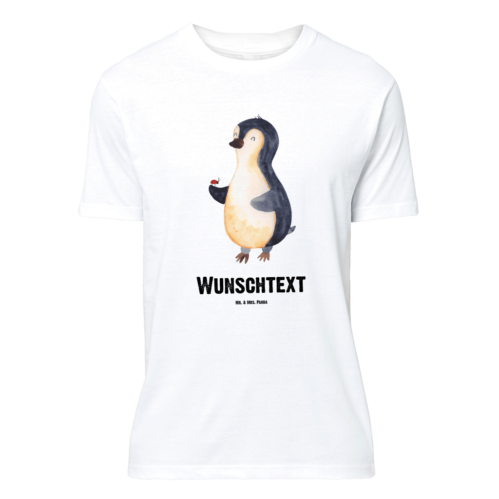 Personalisiertes T-Shirt Pinguin Marienkäfer T-Shirt Personalisiert, T-Shirt mit Namen, T-Shirt mit Aufruck, Männer, Frauen, Wunschtext, Bedrucken, Pinguin, Pinguine, Marienkäfer, Liebe, Wunder, Glück, Freude, Lebensfreude