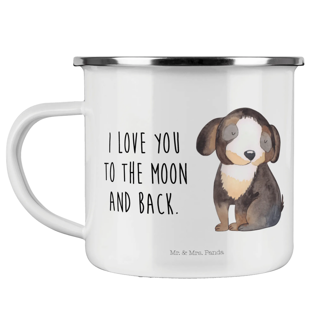 Kempingowy kubek emaliowany pies relaks Pies, motyw psa, zwierzę domowe, rasa psa, miłośnik zwierząt, właściciel psa, powiedzenia