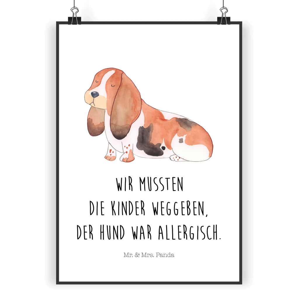 Poster Dog Basset Hound Wanddeko Bild, Wandposter, Wanddeko, Handgemaltes Poster, Kunstdruck, Kinderposter, Küchenposter, Raumdekoration, Posterdruck, Bild, Poster, Wanddekoration, Mr. & Mrs. Panda Poster, Designposter, Hund, Hundemotiv, Haustier, Hunderasse, Tierliebhaber, Hundebesitzer, Sprüche, Basset Hound, Hundeliebe, Basset, kinderlos