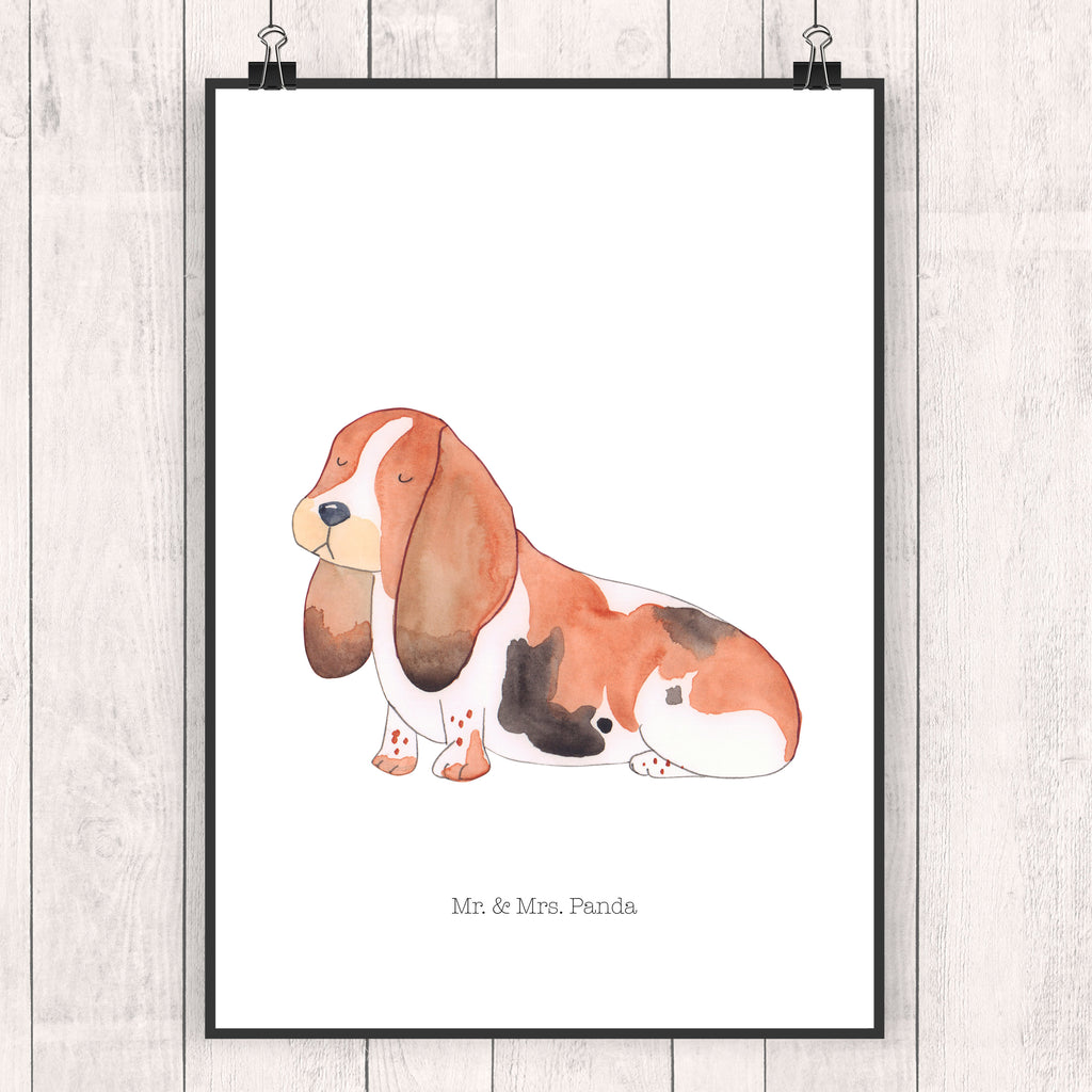 Poster Dog Basset Hound Wanddeko Bild, Wandposter, Wanddeko, Handgemaltes Poster, Kunstdruck, Kinderposter, Küchenposter, Raumdekoration, Posterdruck, Bild, Poster, Wanddekoration, Mr. & Mrs. Panda Poster, Designposter, Hund, Hundemotiv, Haustier, Hunderasse, Tierliebhaber, Hundebesitzer, Sprüche, Basset Hound, Hundeliebe, Basset, kinderlos