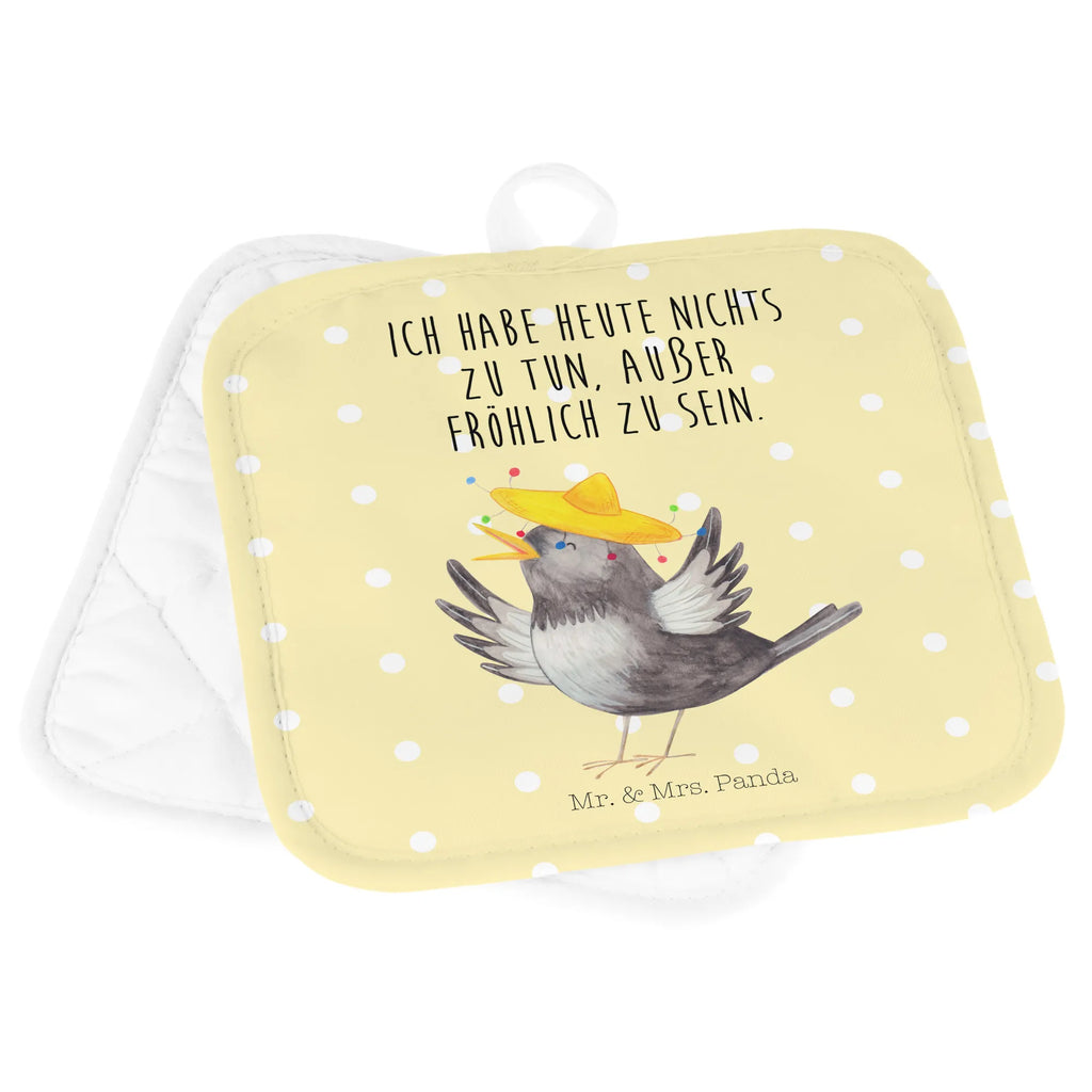 2-elementowy zestaw podkładek pod garnki kruk Sombrero Topflappen 2er Set, Topflappen, Topflappen Set, topfhalter, Topfuntersetzer, Topflappenset, 2er Set Topflappen, Topfhandschuhe, Tiermotive, Gute Laune, Lustige Sprüche, Tiere, Elster, Vogel, Froh, Vögel, Fröhlich sein, Glück Spruch, Motivation, Spruch Positiv, glücklich sein, Rabe